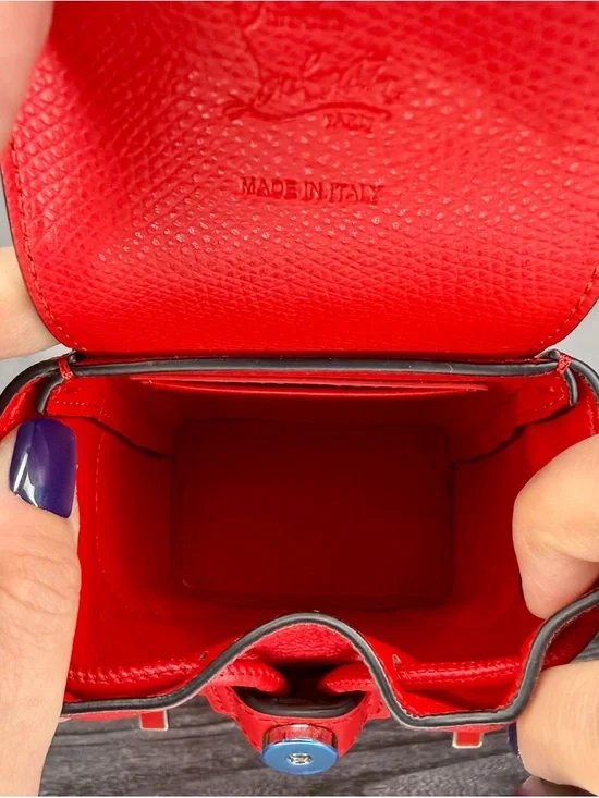 Christian Louboutin Explorafunk Mini Backpack Crossbody | Red Studded Leather - Picture 8 of 9